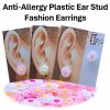 (EZSTYLE) Lotus Petals Transparent Hypoallergenic Invisible Plastic Ear Stud Fashion Earrings (Buy 3 FREE 1)